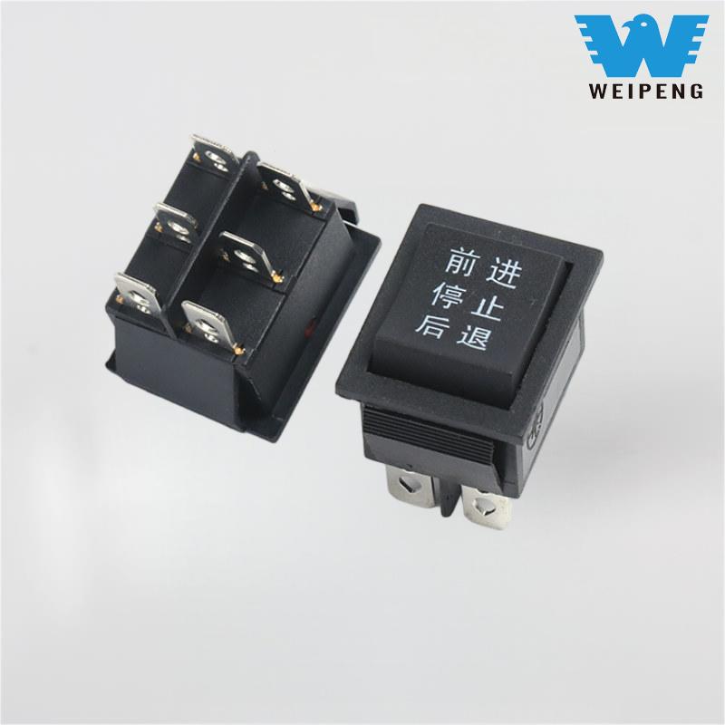 KCD4 Қара 31*25 мм 6 істікшелі 3 позициялы 16А 250 В рокер қосқышы