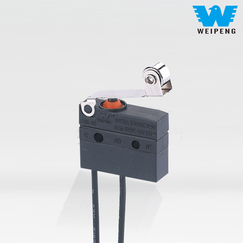 Сымдар мен тұтқалары бар су өткізбейтін микро қосқыш